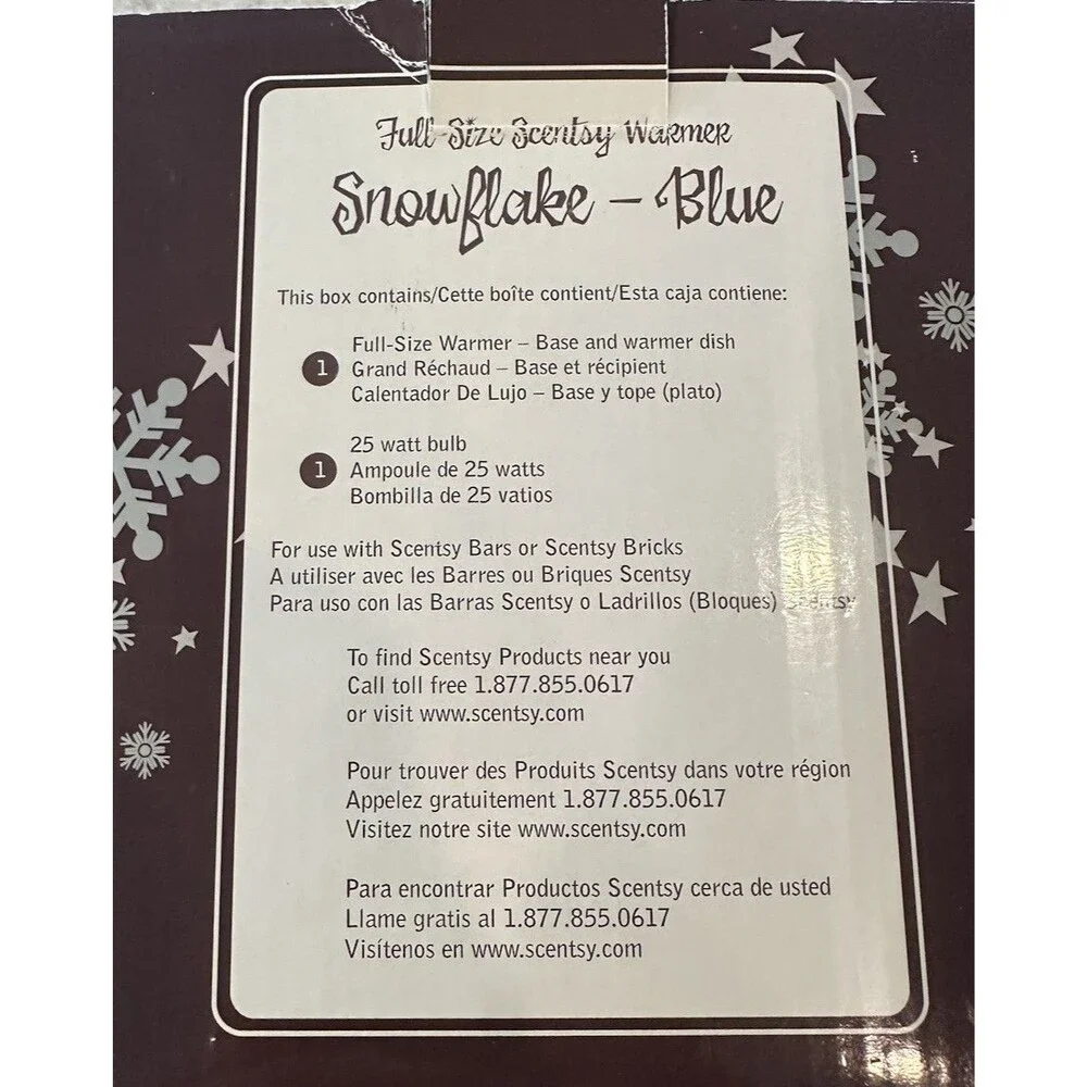 SCENTSY Snowflake Blue  Full Size Wax Warmer Holiday Collection